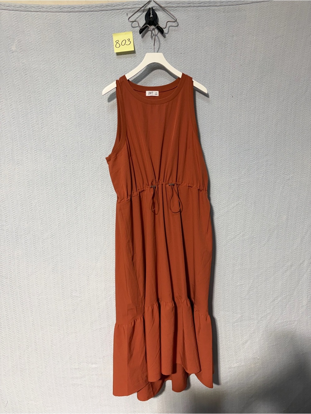 24/7 Maurices Rust Drawstring Waist Maxi Dress XXL